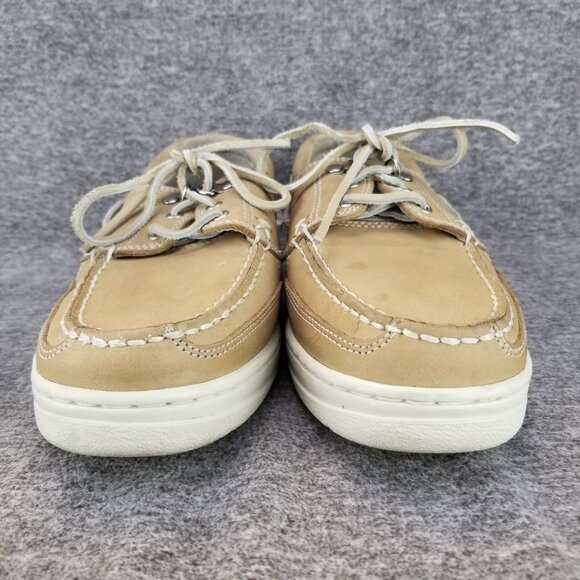 ✅Bert Pulitzer Men's 7.5 Tan Leather Sneakers Sail-Boat Deck-Hand Work Shoes - Picture 5 of 11